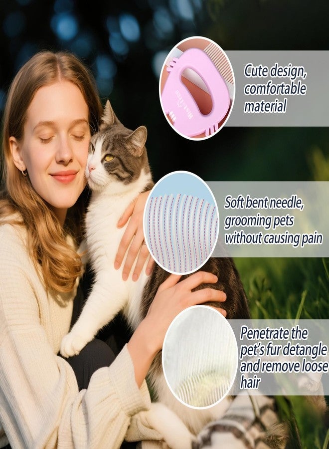  الرسم البياني مشط براغيث للقطط على شكل قطة لطيفة، مشط وجه للحيوانات الأليفة للقطط والكلاب الصغيرة، مزيل بقع الدموع والأوساخ والشوائب (وردي) - Image 5